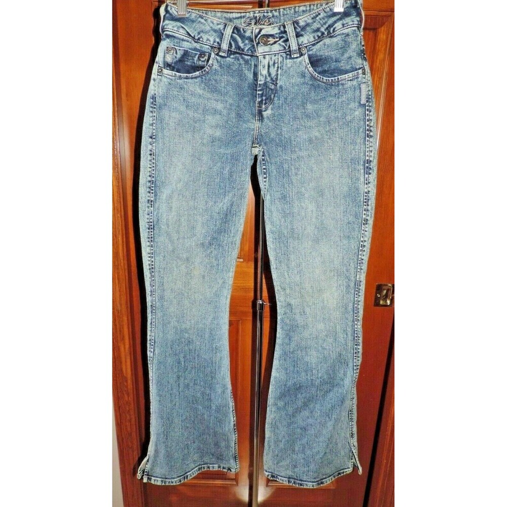 Vintage Women's Silver Jeans Flare Slit Cut Jeans Size 28 x 33